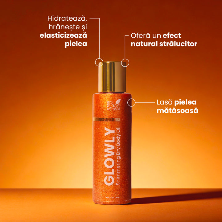 Glowly – Ulei Uscat cu Particule Aurii și Parfumat | Eco Bio Boutique